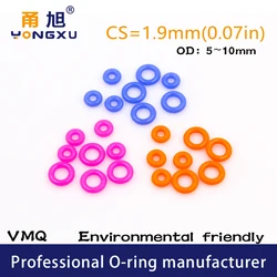 50PCS/Lot Multicolor Silicon Rubber O-Ring Silicone/VMQ Thickness CS1.9mm OD5/6/7/8/9/10*1.9mm O Ring Seal Rubber Gasket Ring