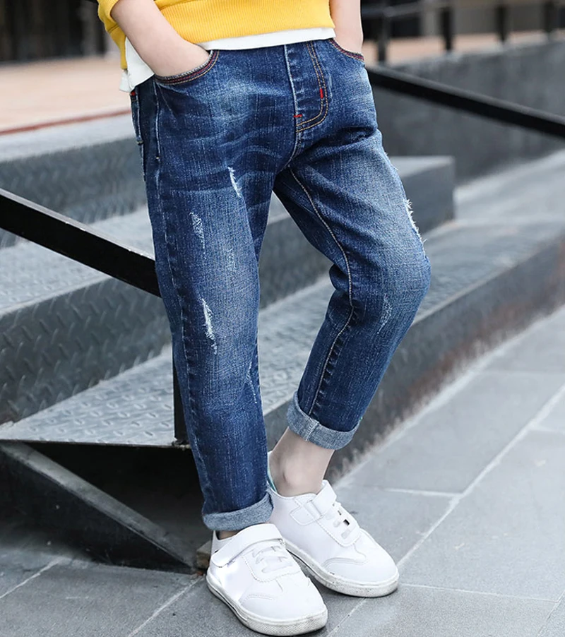 IENENS  Young Boy\'s Jeans Light Color Cowboy Trousers Boys Denim Long Pants 4-11 Years Children Kids Baby Boy Jean Bottoms