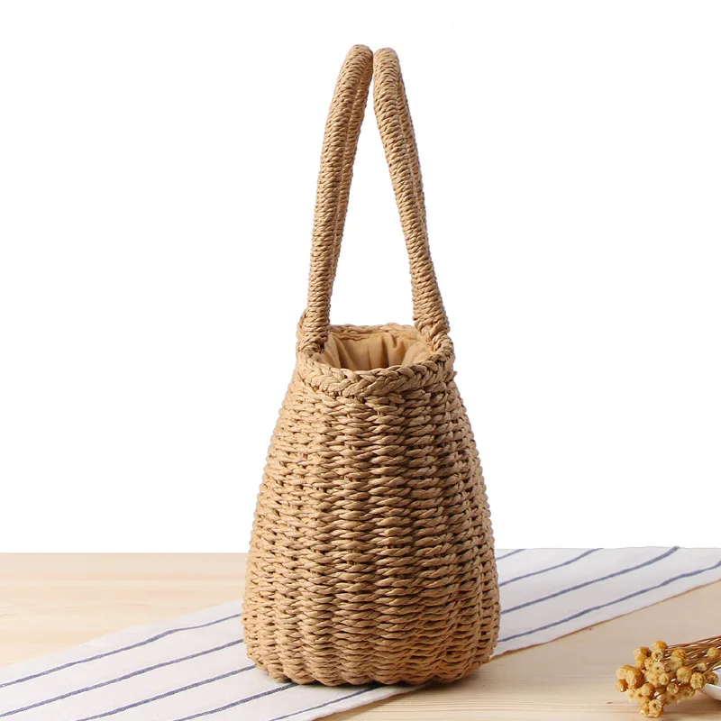 Borsa da donna bohémien borsa da spiaggia in paglia fatta a mano estiva borsa da spiaggia in Rattan intrecciata con manico superiore borsa a