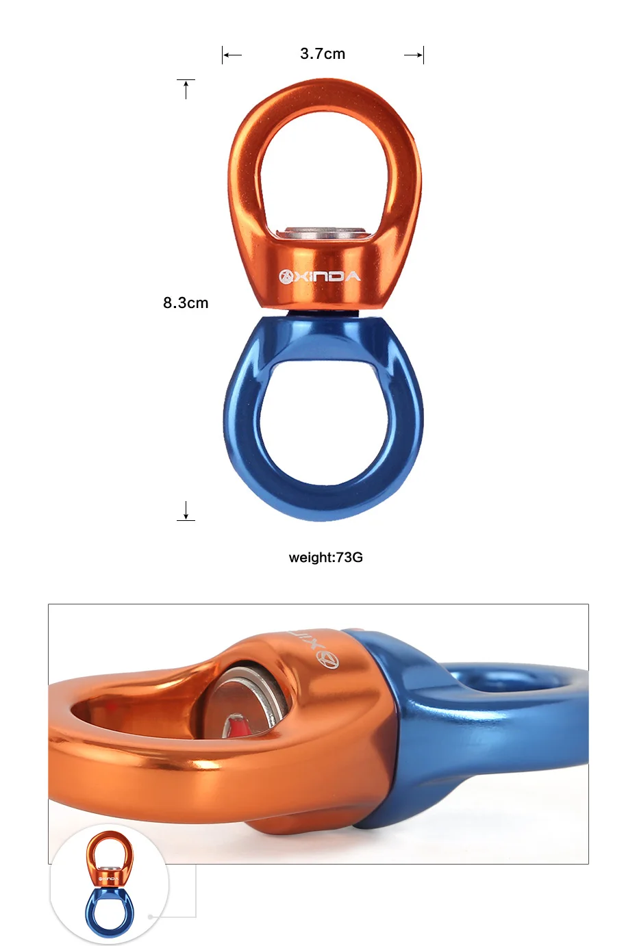XINDA Professionelles Outdoor-Klettern, universelles Radbefestigungsgerät, Drehverbinder, hohe Höhe, Top-Yoga-Universalring – Detail 1