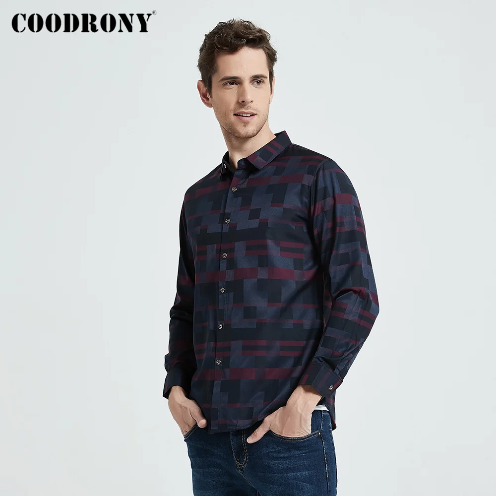 COODRONY Men Shirt Mens Business Casual Shirts 2020 New Arrival Men Famous Brand Clothing Plaid Long Sleeve Camisa Masculina 712