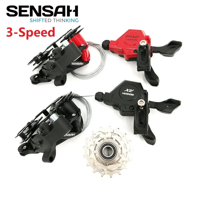 Sensah Folding Bike 3 Speed Derailleur Set Shift Lever Rear Derailleurs Freewheel Body BMX Bicycle Part