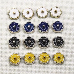 50pcs fiore dorato nero/bianco/giallo/blu pulsante posteriore piatto carino casa giardino artigianato Cabochon abbigliamento accessori fai da te