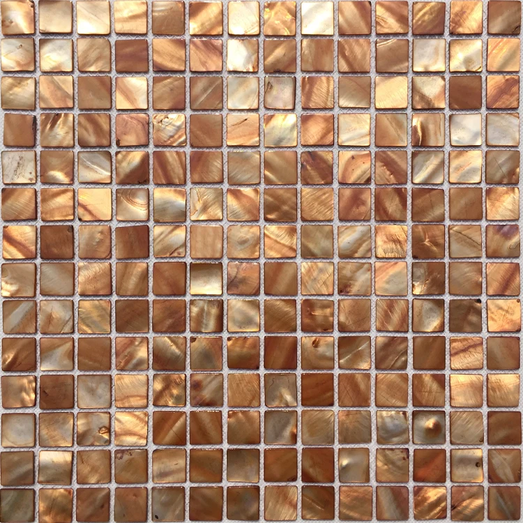 11 PCS 2mm Thickness Dying Brown Gold Yellow Mother Of Pearl Tile Backsplash Kitchen Bathroom Sea Shell Mosaic MOP19026