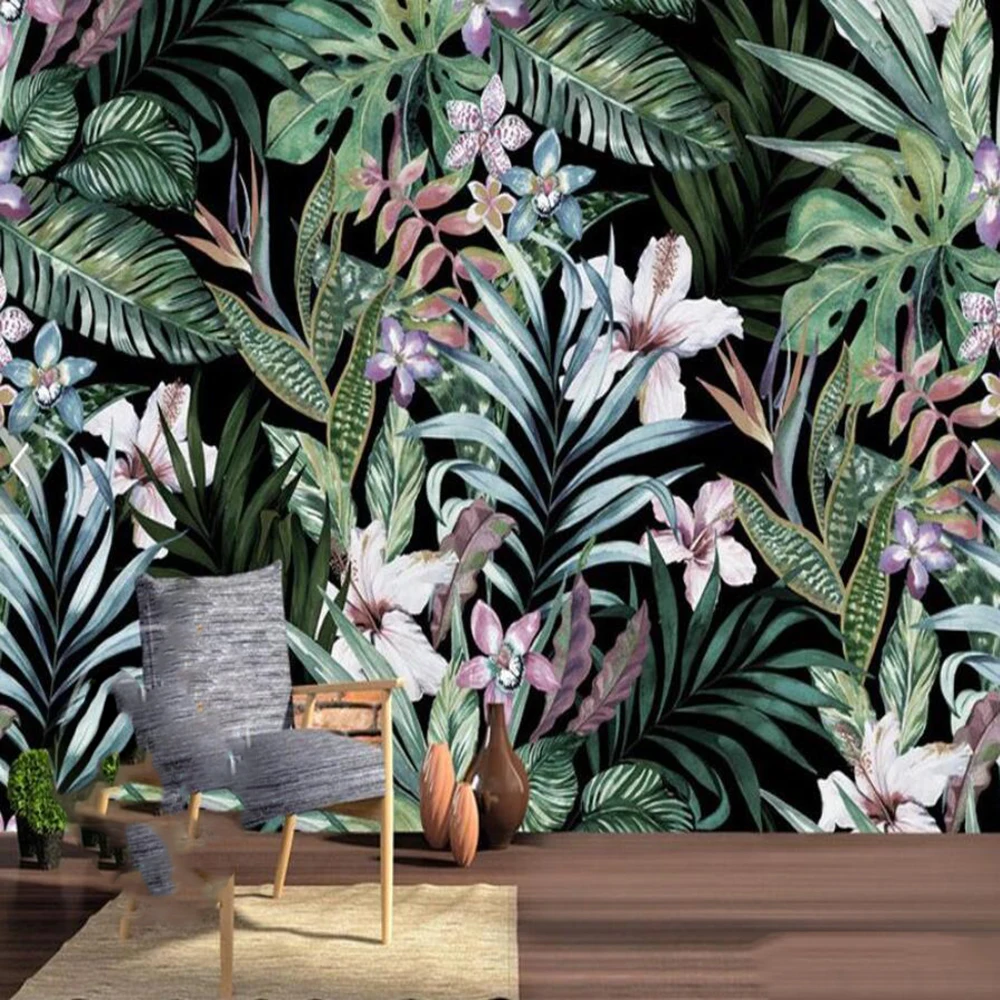 Custom 3D Stereo Rainforest Flower and Bird Plant Forest Wallpaper Restaurant Tea Shop Mural Living Room Bedroom Wallpaper