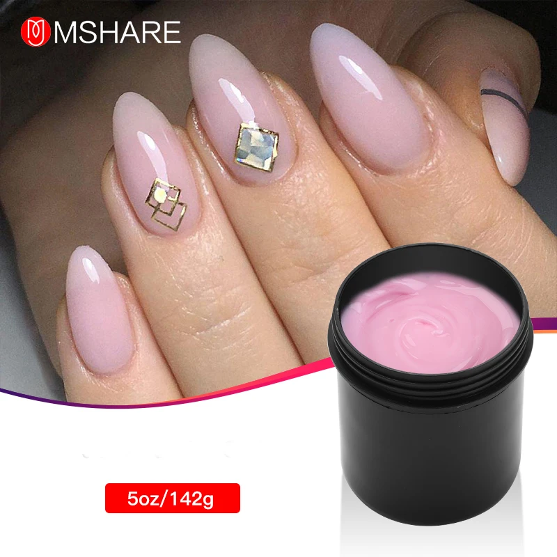 

MSHARE Miky Rose Jelly Gel Rubber Cream For Nail Extensio White Cream Fast Extending UV Nail Hard Gels 142g