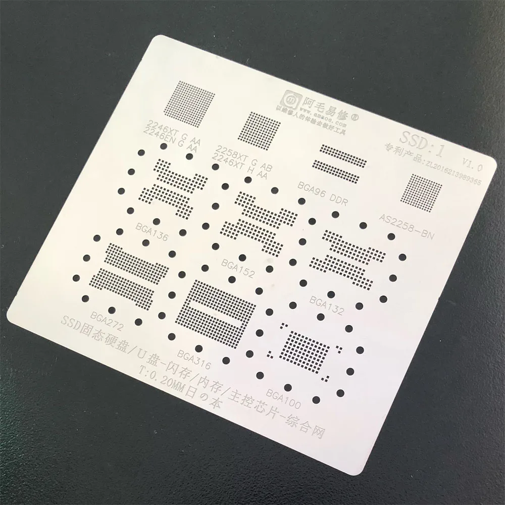 Amaoe SSD 1/2/3 Schablone für Solid State U Disk Flash-Speicher BGA Schablone BGA 152 132 316 272 Hauptsteuerung 2246 Schablonenreparatur – Detail 4