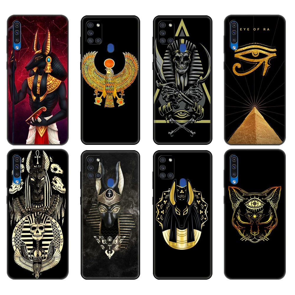 Black tpu Case For Samsung Galaxy A50 50S A30S A10 A01 A11 A21S A31 A41 A51 A71 M21 M30S S10 LITE Cover Egypt Nefertiti Anubis