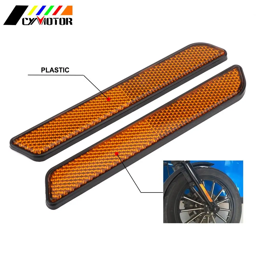 Motorcycle 2PCS 136*21MM Front Fork Reflector Lower Legs Slider Safety Warning For Harley Dyna Softail Sportster 883 1200 Fatboy