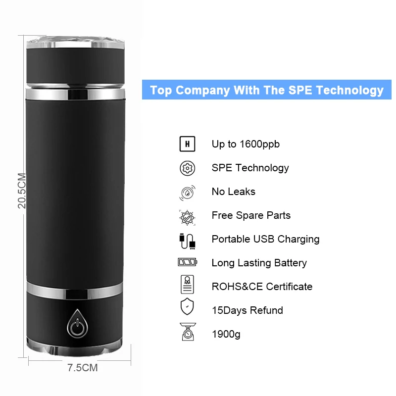 Новинка 2021, портативный водородный генератор воды SPE/PEM из нержавеющей стали SUS 316 с ингаляцией для лечения здоровья