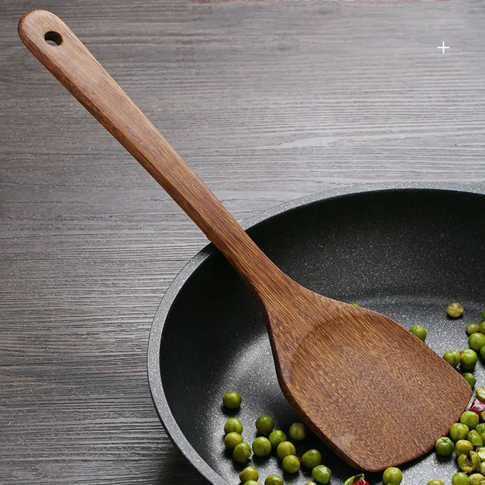 Wooden Kitchenware Long Handle Spatula Rice Scoop Vegetable Meat Cooking Shovel Mixing Spoons for Nonstick Pan Kitchen Tools