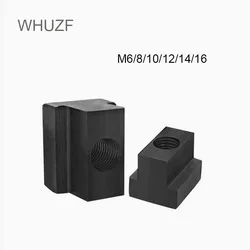 2Pcs M6 M8 M10 M12 M14 M16 DIN508 Black Oxide Finish Grade 8.8 Carbon Steel T-Slot Nut Tapped Through Slot T-nut Furniture HW113