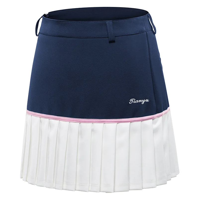 TTYGJ Meninas Saias Plissadas Golf Wear Senhoras Poliéster Tênis Sportwear Mini Saia Azul Marinho com Branco Esporte Golf Wear para Mulheres