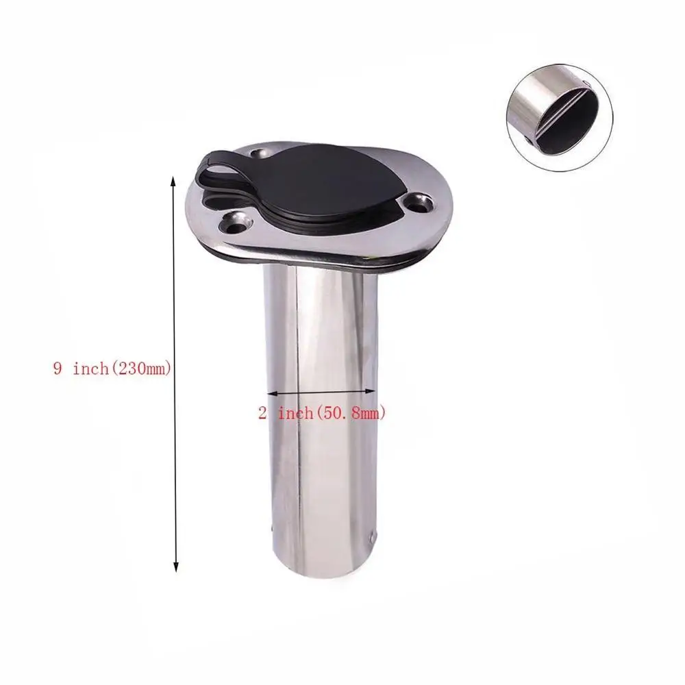 Marine Boat Yacht Accessories  A Pair Flush Mount Fish Rod Holder With Cap Marine Grade Stainless Steel Boat Fishing Rod Holder