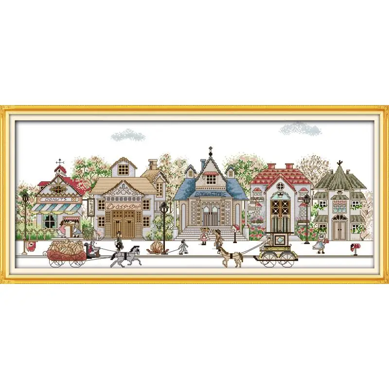 Conteggio Kit Punto Croce Mare Capanna Street Scene Ranch Scenario 14ct11ct FAI DA TE Ricamo Kit Cucito Decorazione Della Casa Della Pittura