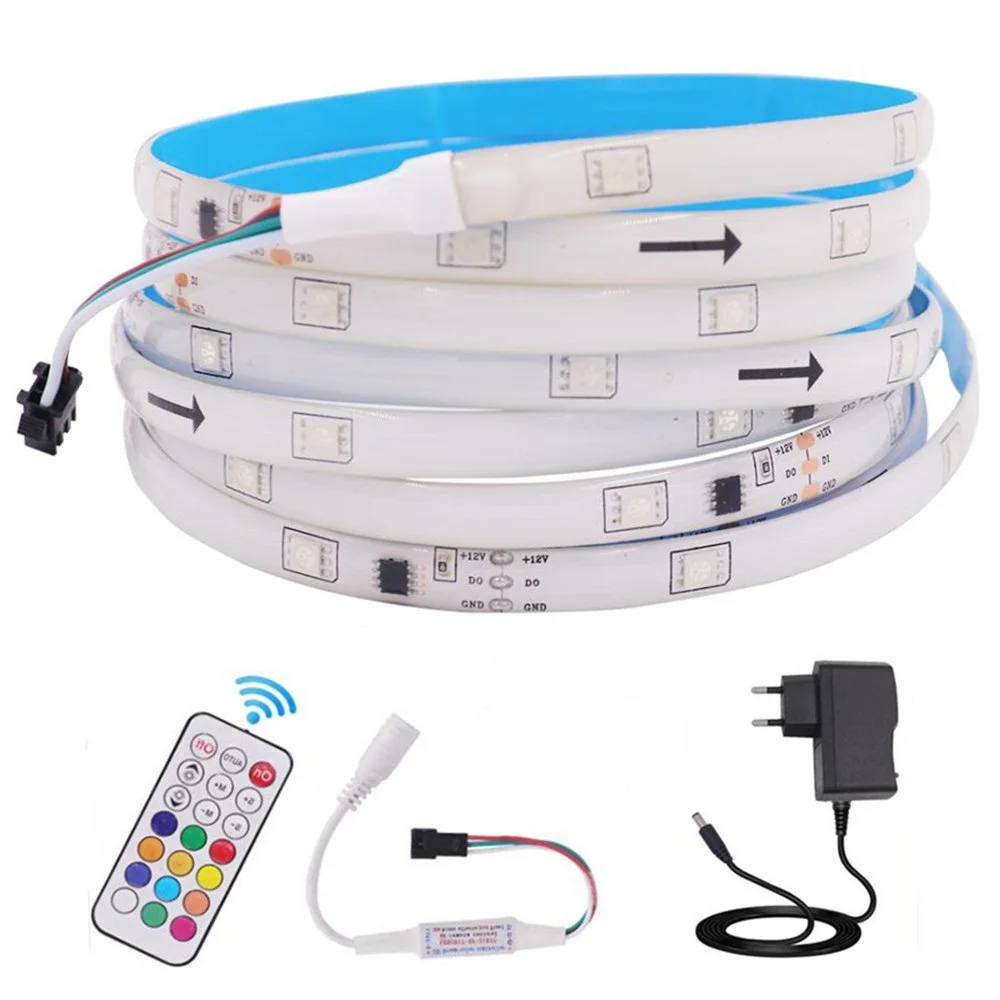 

WS2812B LED Strip Light With 21Key RF Remote Controller 5M DC12V SMD5050 Waterproof Full Color Pixel Tape Rope Ribbon Lighting