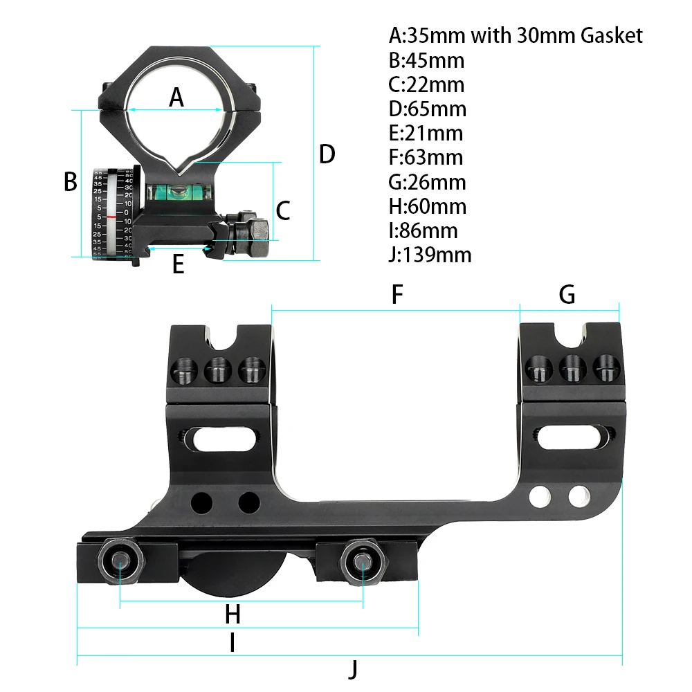 ohhunt 30mm 35mm Integral Hunting Scope High Profile Mount Rings 20mm  with Angle Cosine Indicator Kit Bubble Level