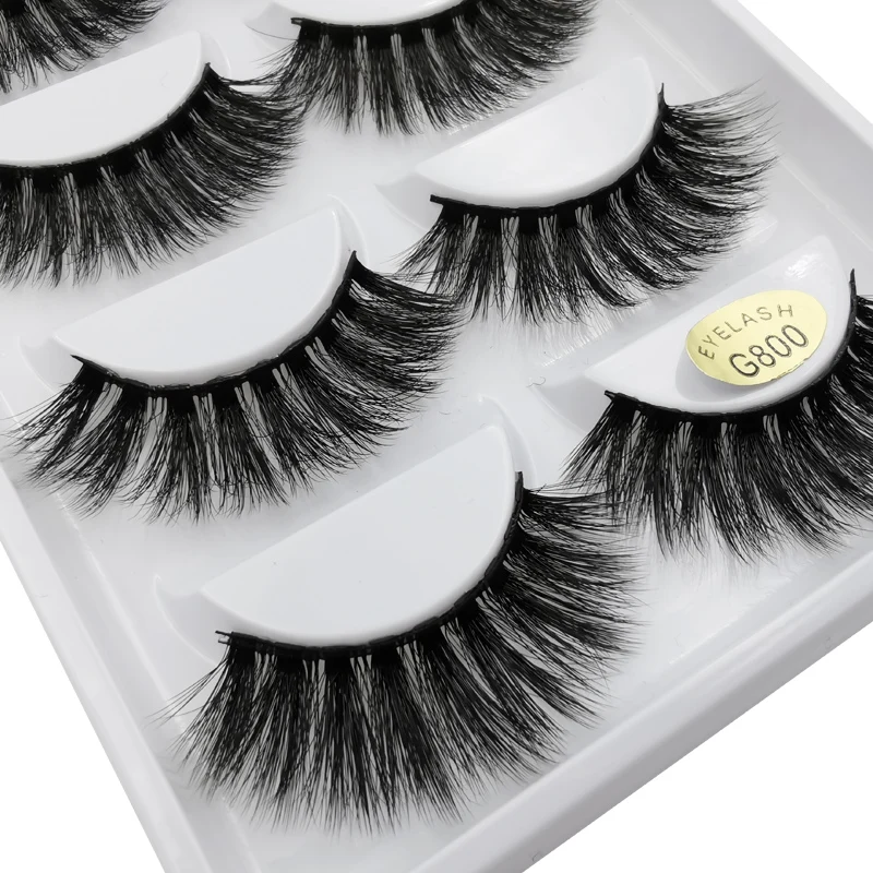 SHIDISHANGPIN 1 box mink eyelashes natural long 3d mink lashes hand made false lashes plastic cotton stalk full strip lashes G8