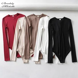 BRADELY MICHELLE-body informal de manga larga para mujer, ropa de calle de punto con cuello redondo, monos elásticos ajustados para primavera y otoño