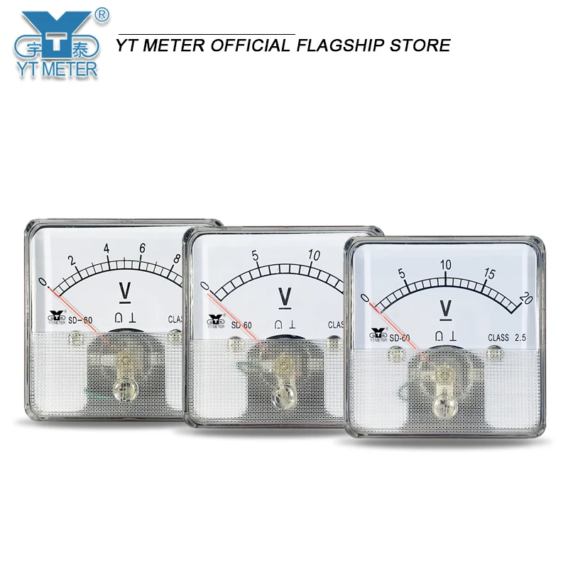 SD60 DC voltmeter dc1v 2V 3V 5V 10V 15V 20V 30V 50V 100V 150V 250V 300V 450V 500V 600V 750V pointer installation