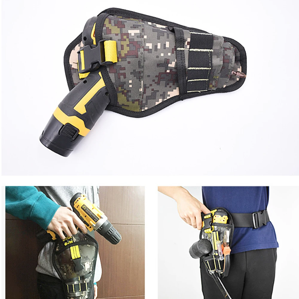 Electric Drill Bits Waist Bag & Belt Electrician Tool Storage Bag Impact Driver Drill Holster Oxford Cloth Waist Bag Organizer