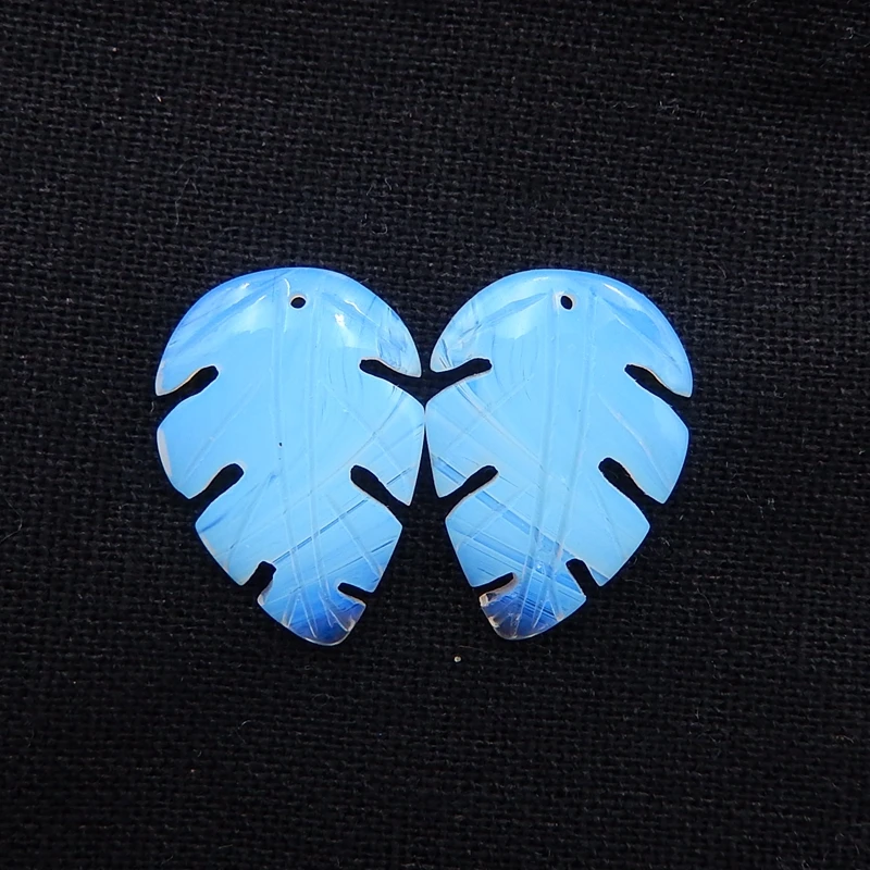 

New Arrival Jewelry accessories, Birthday gift,Natural Opalite Carved leaves fashion Earring Beads 24x17x3mm,3.3g