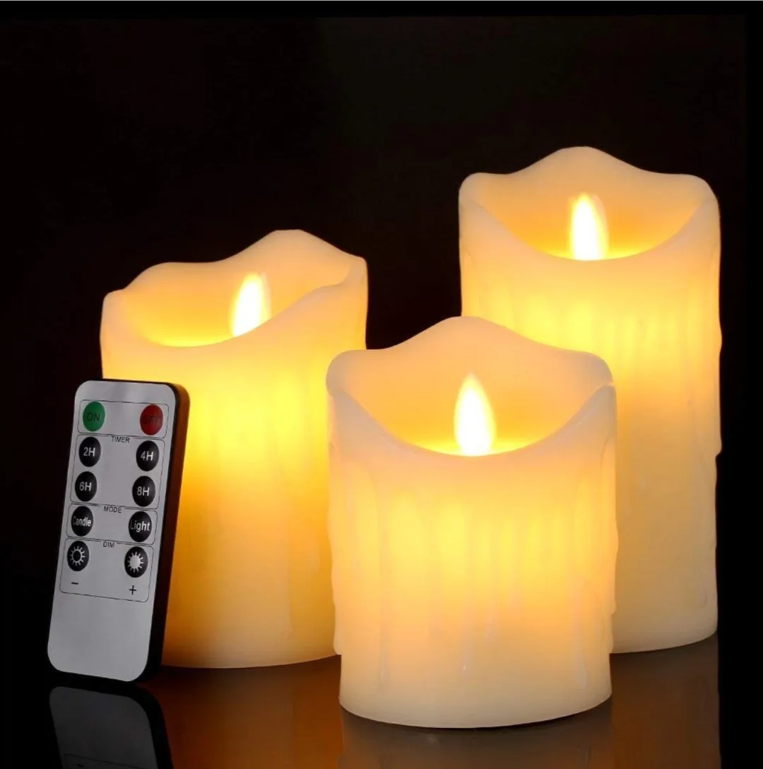 USB Rechargeable Electric simulation Candles Remote Bedside Lamp Warm White Flicker Tea Light Battery Operated Wedding Props