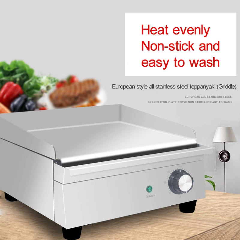 شواية كهربائية تجارية من الفولاذ المقاوم للصدأ أدوات خبز كهربائية منزلية لسطح المكتب تيبانياكي على الطراز الأوروبي 1700 وات