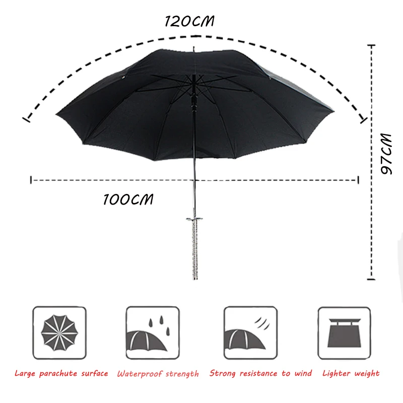 Best selling brand umbrella black samurai 8 bone samurai sword umbrella rain and rain long handle semi-automatic umbrella