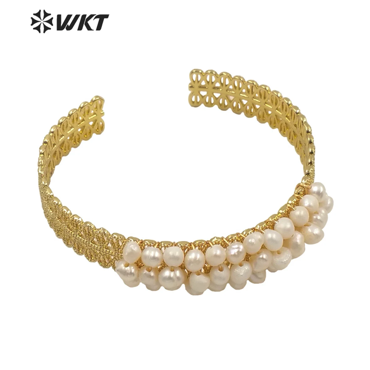 WT-B571 Wholesale women fashion gold crushed stone bangle charming boho wire wrapped tiny stone cuff bangle 10pcs