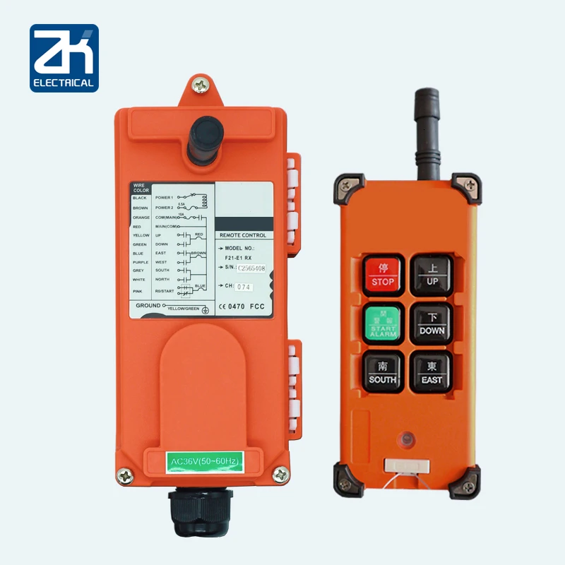 

AC 220V 380V 110V DC 12V 24V Crane Industrial Remote Control Wireless Transmitter Push Button Switch 1 transmitter 1 receiver