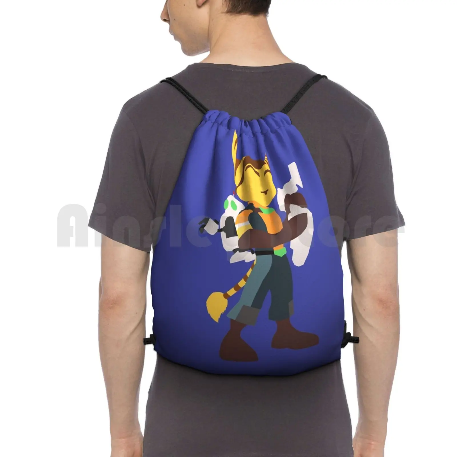 Ratchet & Clank Backpack Drawstring Bags Gym Bag Waterproof Ratchet Clank Ratchet And Clank Size Matters Full Frontal