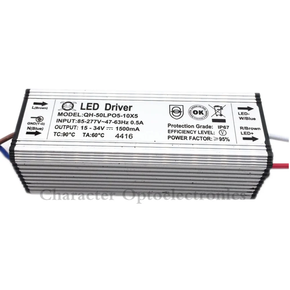 Imagem -03 - Impermeável Led Power Supply Driver de Corrente Constante Floodlight Driver Ip67 Dc1534v 50w 1500ma 510x5w Alta Qualidade 10 Pcs