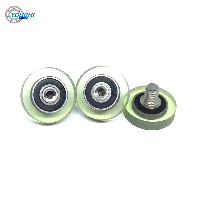 5pc OD 22 mm PU Coated Roller With 696RS Bearing PU69622-5C1L8M6 Shower Room Pulley Polyurethane Soft Rubber Wheel With M6 Screw