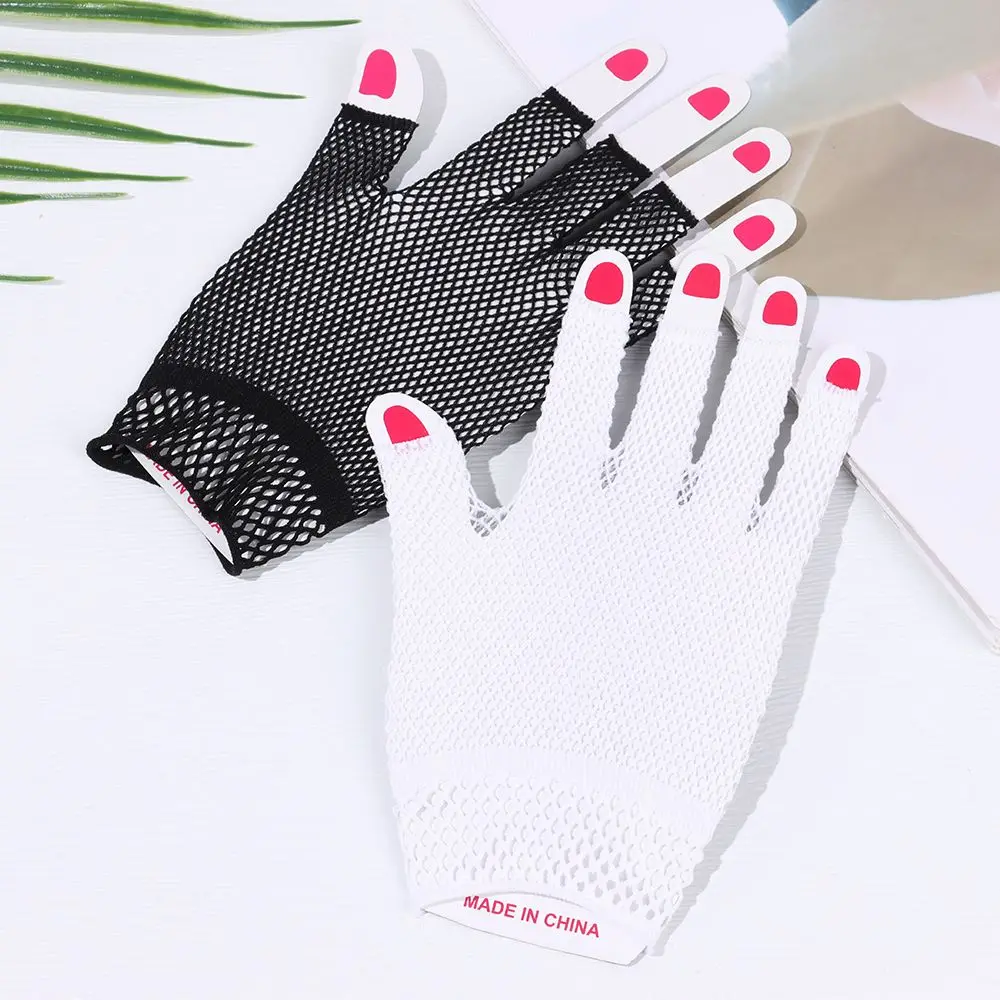 Cool Theme Party Fishing Net Sexy Half-finger Gloves Lace Mittens Mesh Fishnet Gloves Short Gloves