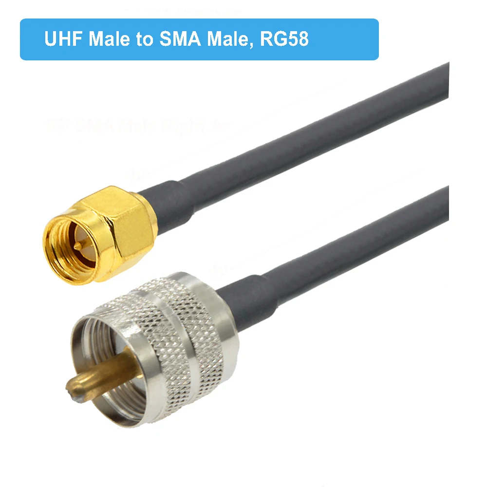 UHF RG58 Cable PL259 UHF Male to SMA Male Straight Plug Adapter Pigtail Jumper RF Coaxial Extension Cord 15CM 50CM 1M 2M 3M 5M