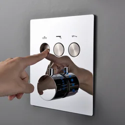 NEW Bathroom Faucet Button Switch Brass Concealed Mixer Built-in Thermostat Mixer Shower Tap Valve 3 Function Chrome