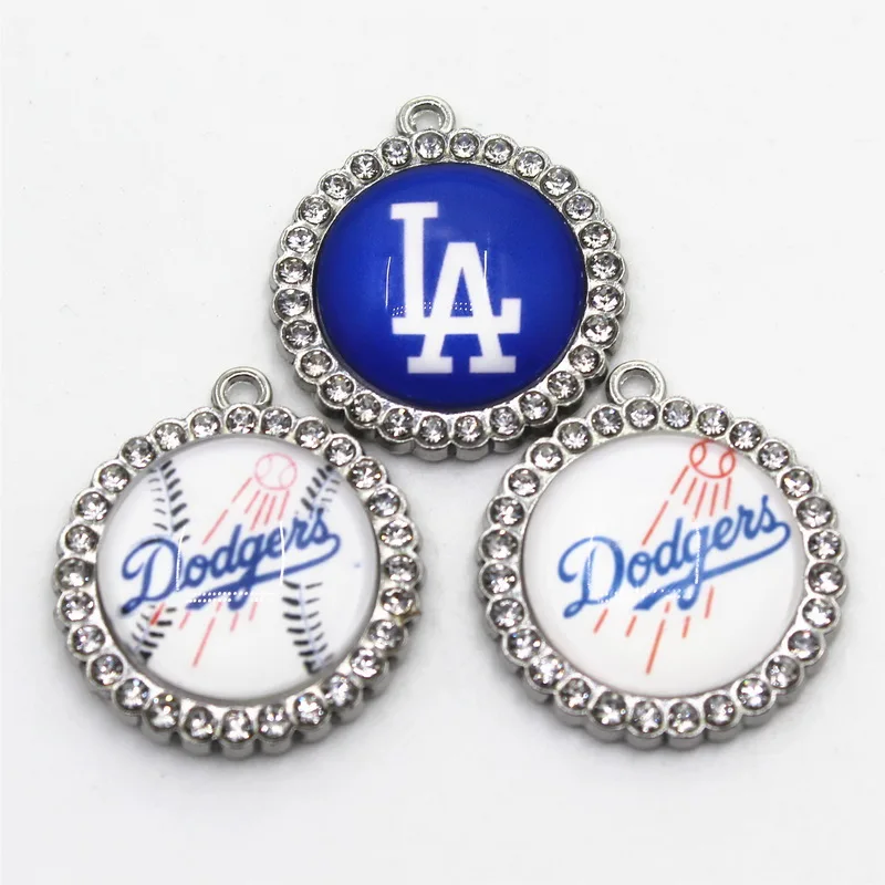 Baseball Sport Charms LA Dangle Charms DIY Bracelet Necklace Earrings Snap Button Jewelry Hanging Charm