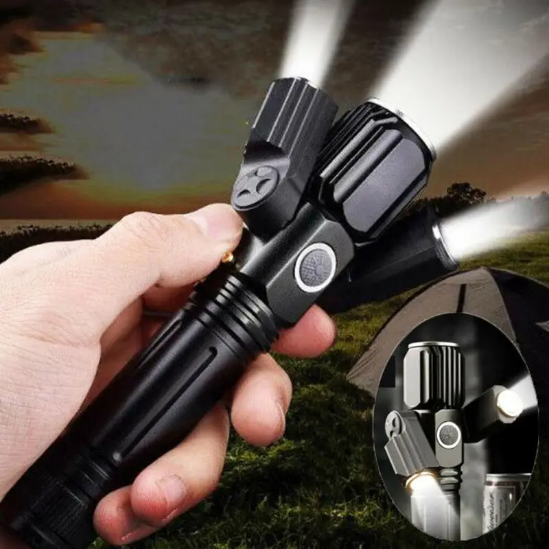 PYMH 20000LM Police Tactical Military LED Lamp Flashlight Torch T6 LED 3 Modes 18650 Flashlight Zoomable 3 Head Light