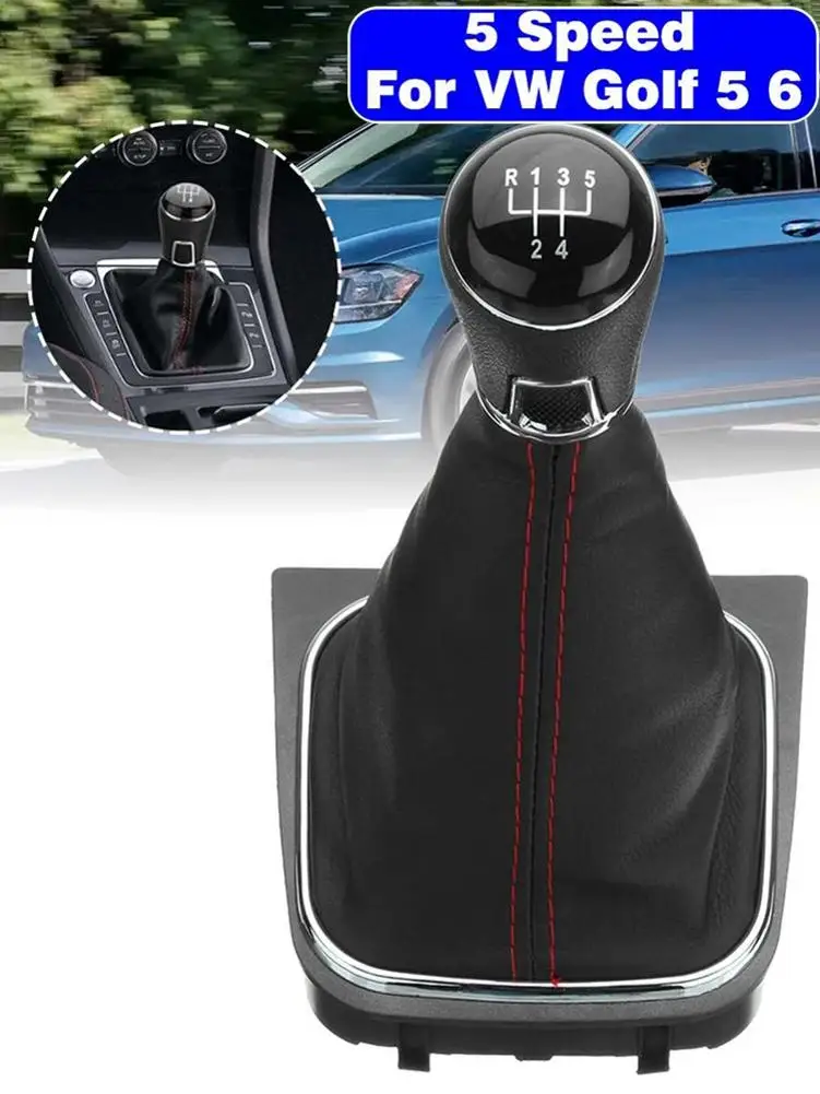 Car Gear Shift Red Line Dust Cover Leather Case 5 Gears 6 Gears for Golf 5 MK5 R32 GT 2004 2005 2006 2007 2008 2009