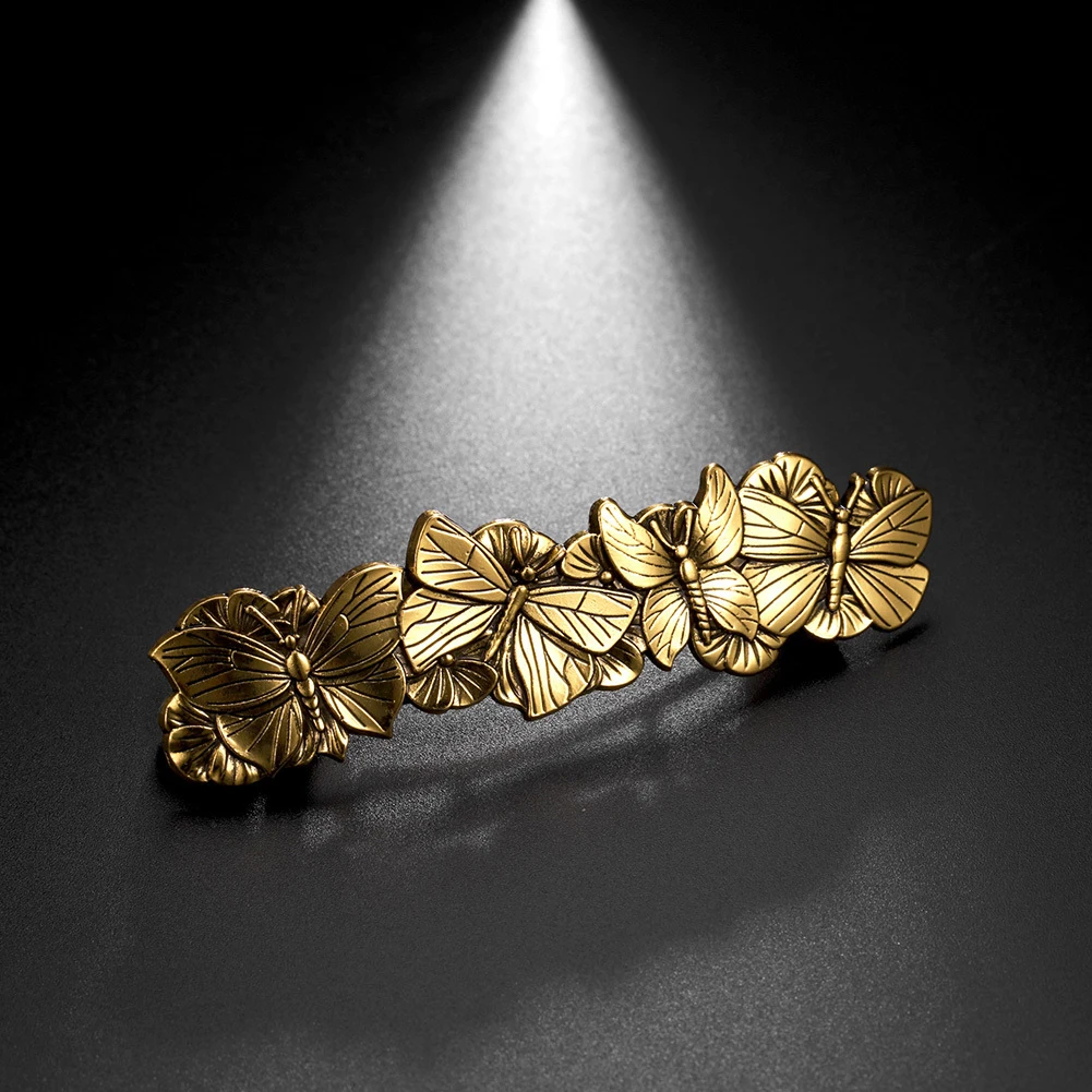 Tocado nupcial de hoja de Gingko Retro, pinza de pelo de mariposa de Metal, Vikingo, barvet, accesorios para el cabello de lujo para dama, regalo de cumpleaños