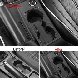 Tonlinker Interior Water cup Holder Cover sticker for SKODA OCTAVIA/RS 2015-19 Car Styling 2 PCS Stainless steel Cover sticker