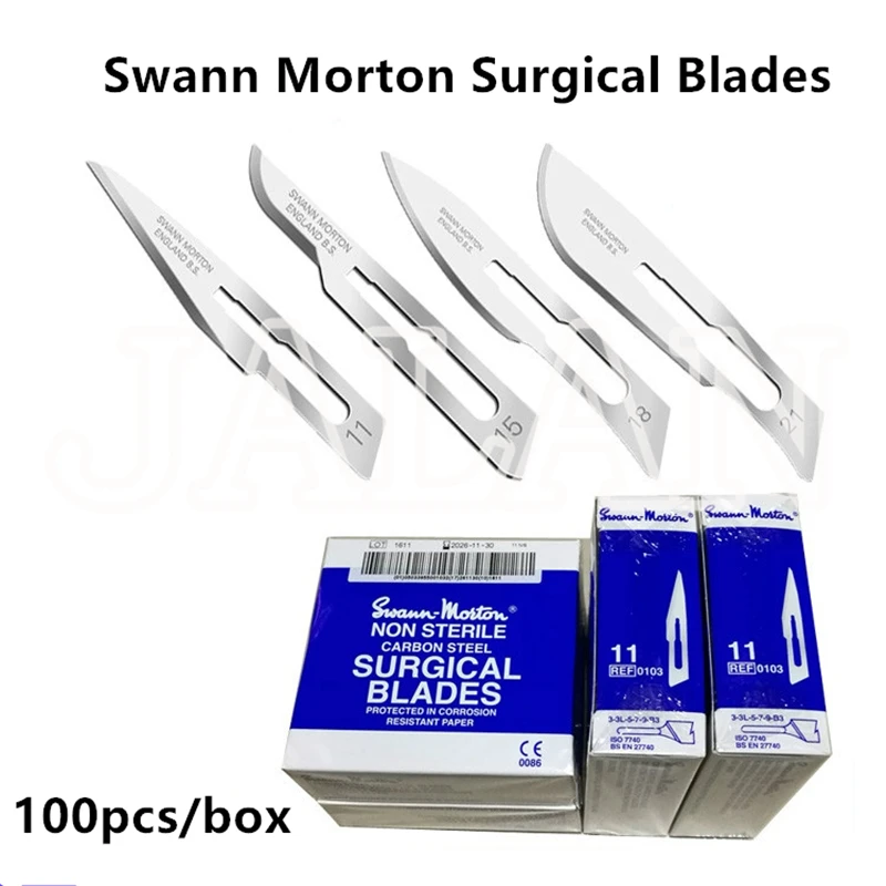 100pcs/box Swann morton Carbon Steel Scalpel Surgical Blade 12 15 15C 11 Motherboard IC PCB Fingerprint Cable Repair Knife Kit