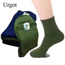 Urgot-Calcetines deportivos de alta calidad para Hombre, medias cálidas de Color verde militar y negro, para deportes al aire libre, 3 pares, Otoño e Invierno