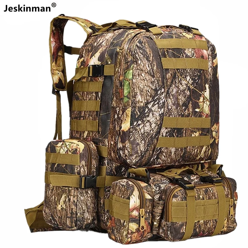 

Large Volume 50L 4 In 1 Hiking Backpack Waterproof Maple Leaf Bionic Camouflage Hunting Fishing Bag Wearable Double Shoulder Bag