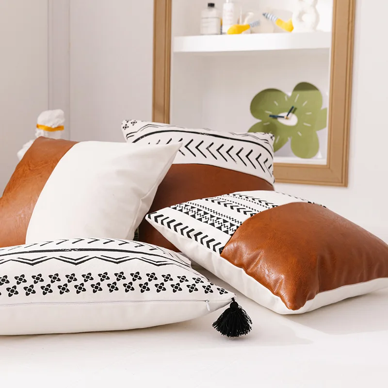 

Rectangle Pillow Case for Living Room Sofa, Cushion Cover, Lumbar Pillowcase, Pu Leather, Home Decoration, 30x50, 1Pc