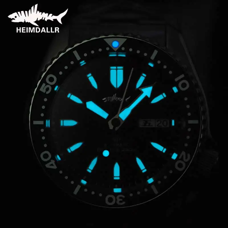 HEIMDALLR Sharkey SKX Mechanical Watch Men Dive Sapphire White Dial Luminous NH36A Mov Automatic Water Resistant Skx007 Watches