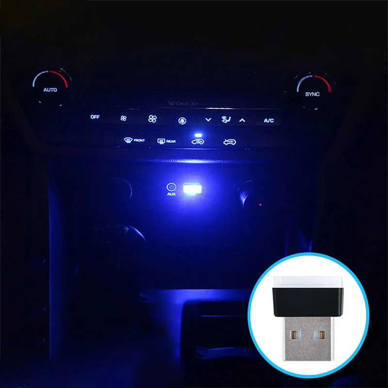 Mini USB Ambient Light Modeling Car Atmosphere Light For Car Neon Interior Light Jewelry Room Night Lamp Decoration Ice Blue Red