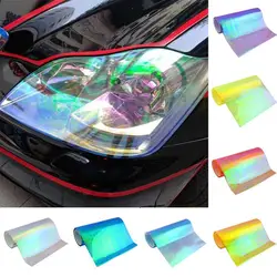 Faros delanteros de estilo de coche camaleón brillante, luces traseras, película translúcida, pegatinas giradas que cambian de Color