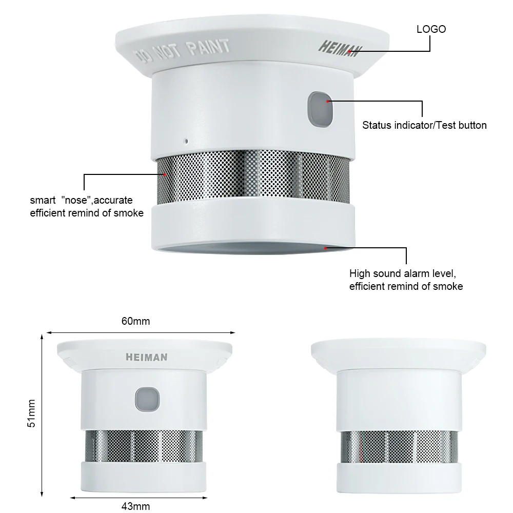 Heeman مستقل النار إنذار كاشف دخان المنزل حساسية عالية نظام حماية السلامة اللاسلكية الاستشعار صغيرة محمولة